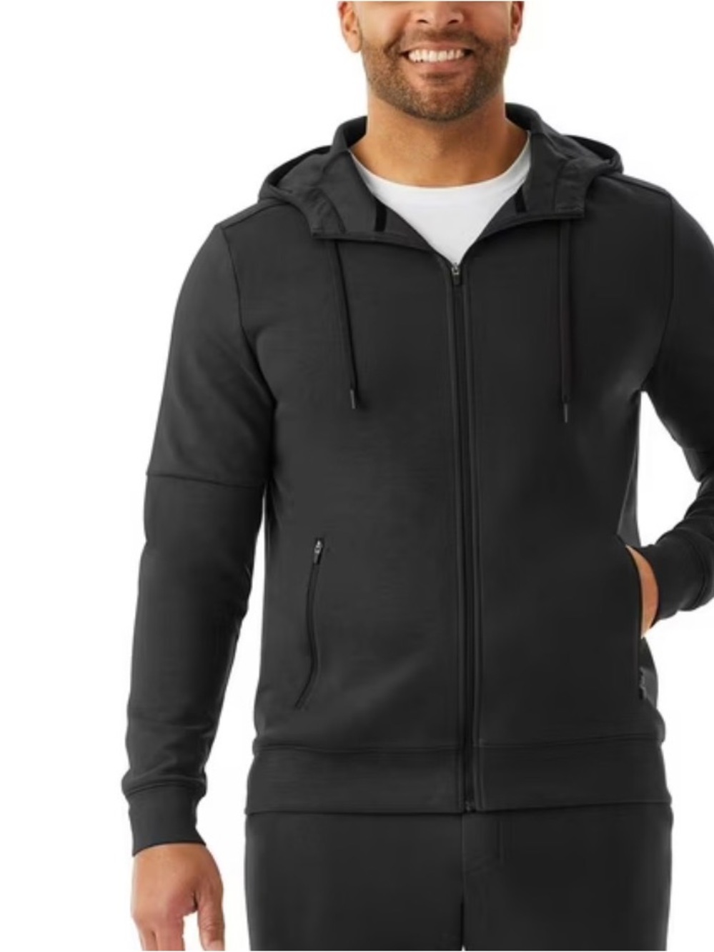 Men's Full-Zip Hooded Sweater Jacket - Black